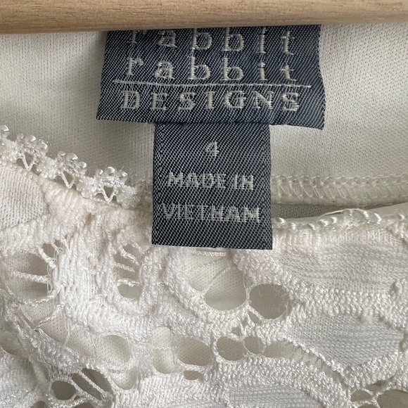 Rabbit Rabbit Rabbit White Lace Embroidery Flowers Fit and Flare Dress Size 4 - Picture 8 of 10